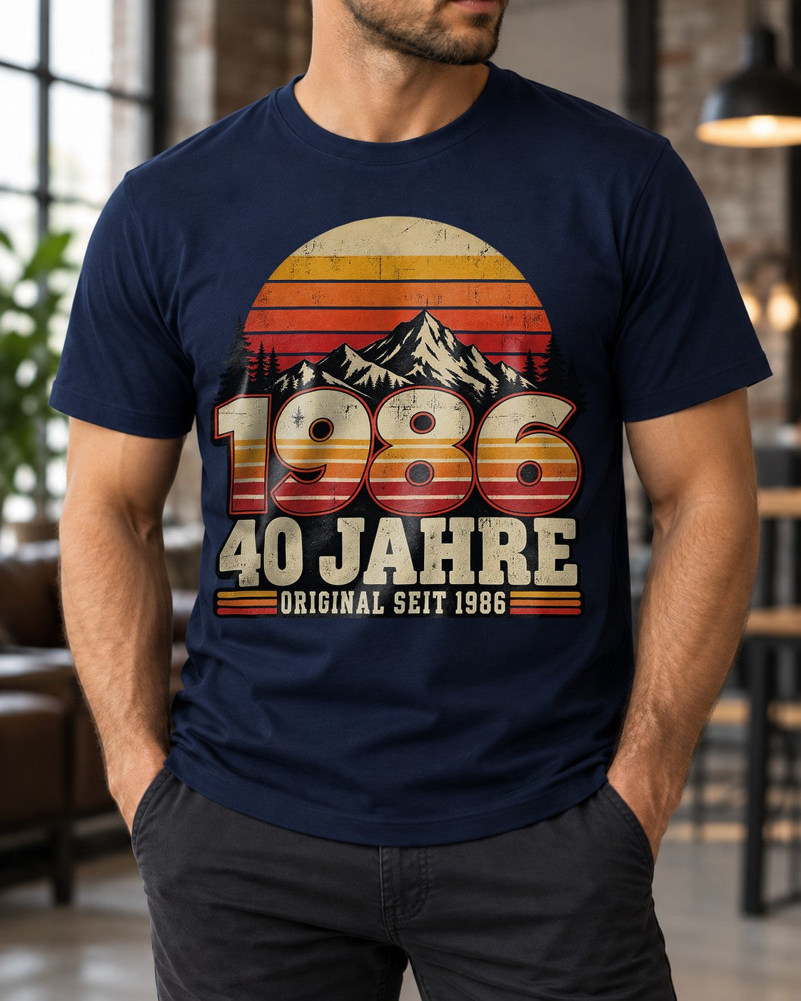 1986 40 Jahre Original Seit 1986 T-Shirt Herren Vintage Geburtstag Geschenk 40er Jubiläum Retro Bergmotiv