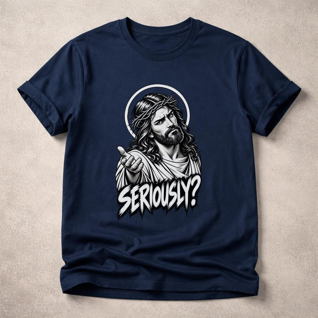 Jesus Seriously T-Shirt Oversized Damen, lustiges Religion Shirt, schwarzes Graphic Tee mit Sarkasmus Spruch