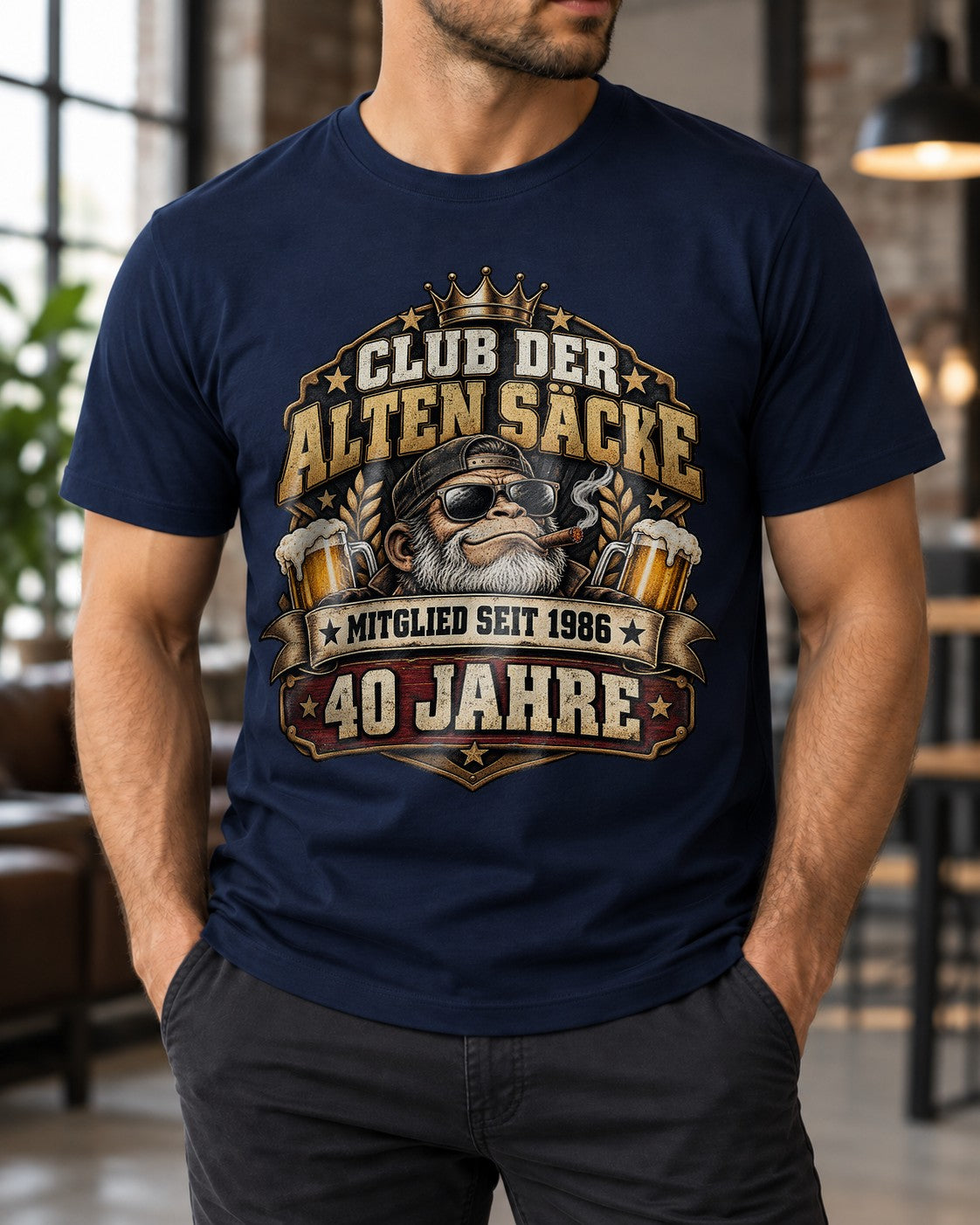 40. Geburtstag T-Shirt Herren Club der alten Säcke 1986 lustig Bier Affe Geschenk für Männer Geburtstag