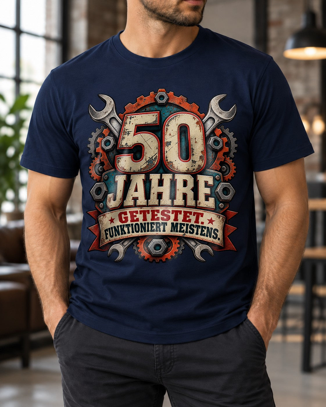 50 Jahre getestet funktioniert meistens T-Shirt, lustiges 50 Geburtstag Shirt, Schrauber Werkstatt Geschenk Mann
