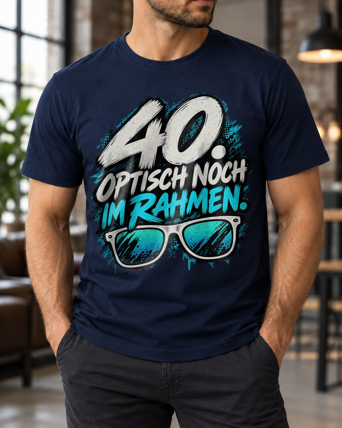 40. Aún guapo dentro de lo normal Camiseta divertida para hombre, Camiseta de 40 cumpleaños, Camiseta con gafas y frase, Regalo para el cuadragésimo cumpleaños