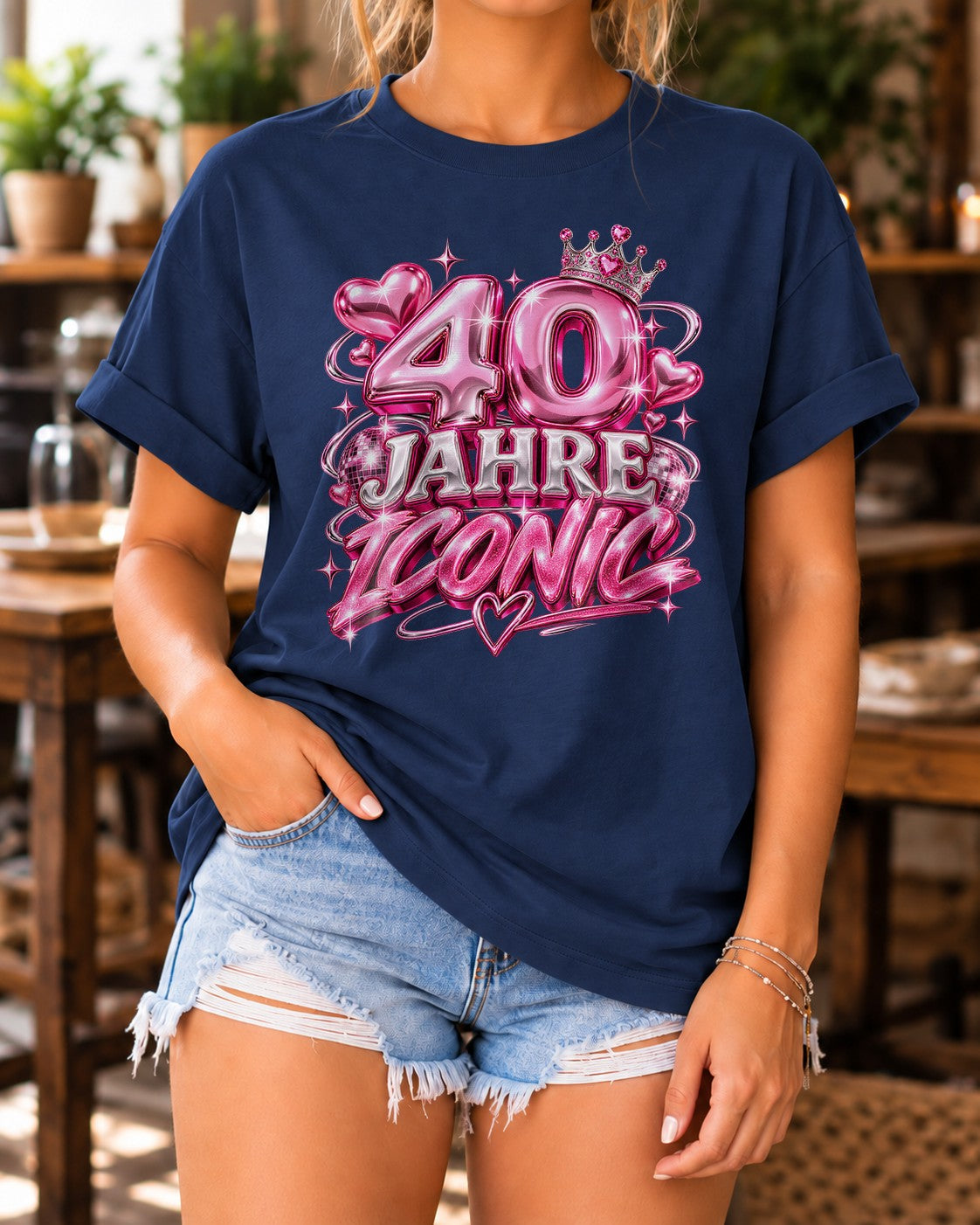 Camiseta de cumpleaños personalizada para mujer, camiseta de cumpleaños con edad, top rosa glam para fiesta personalizado