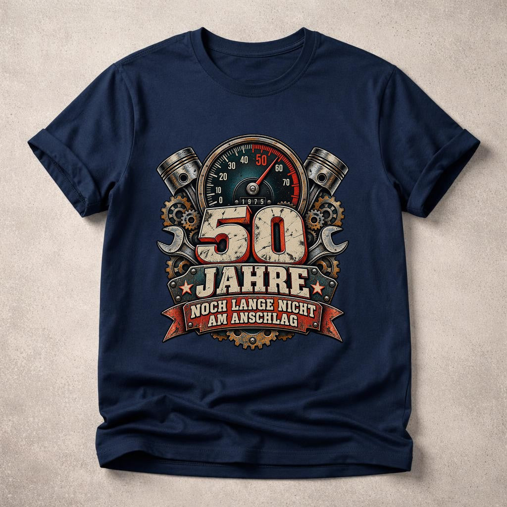 50 Jahre Noch Lange Nicht Am Anschlag T-Shirt, Lustiges 50. Geburtstag Männer Geschenk, Schrauber Auto Mechaniker Shirt