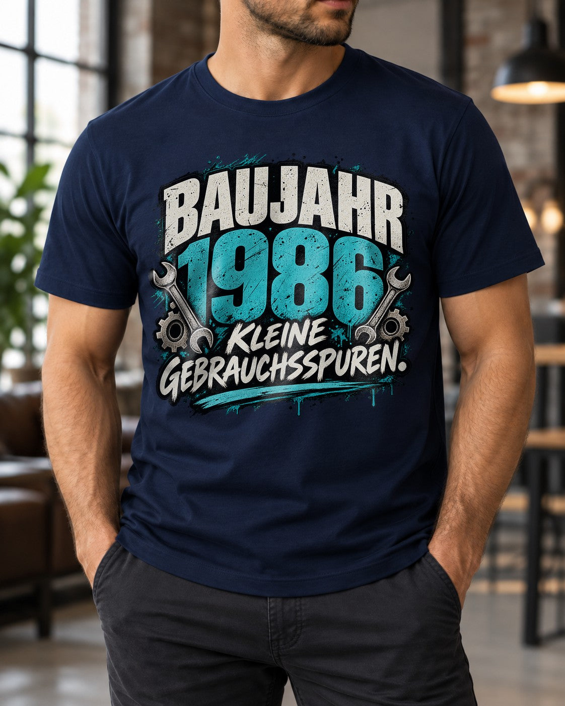 Año de fabricación 1986 Camiseta divertida para hombre, Camiseta con pequeñas marcas de uso, Regalo de 39.º cumpleaños para hombre, Camiseta vintage de mecánico