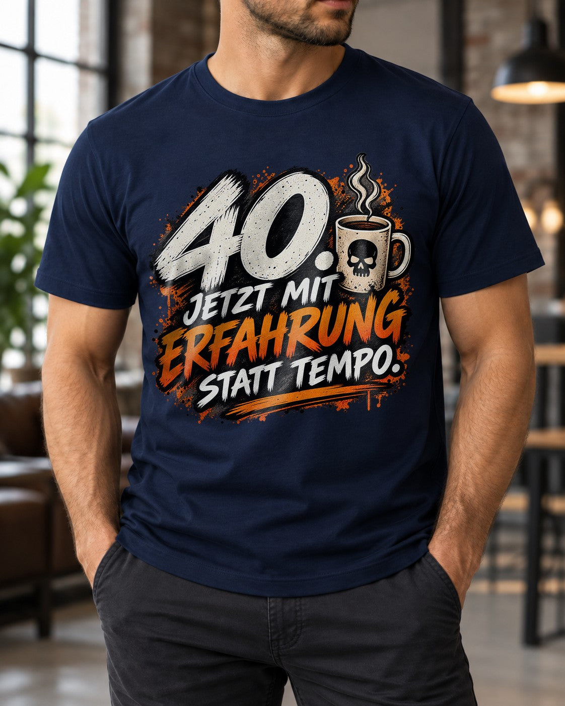 40. Jetzt mit Erfahrung statt Tempo T-Shirt Herren, lustiges 40 Geburtstag Shirt, Geschenk zum Vierzigsten