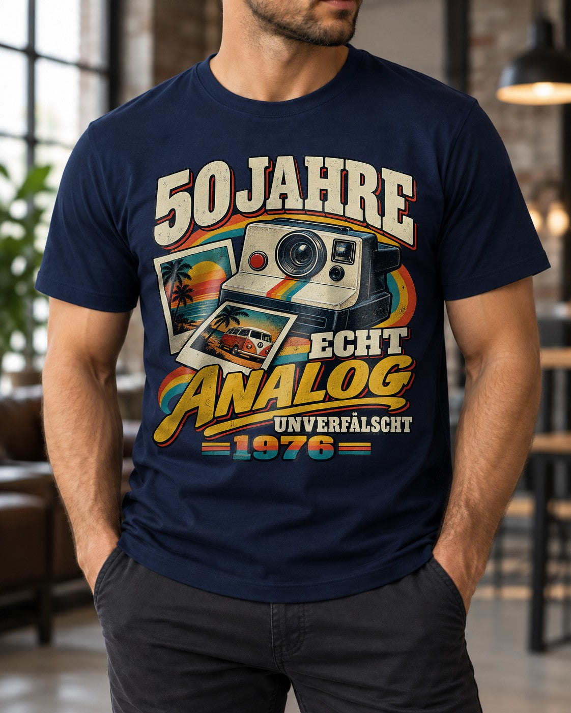 50 Jahre Echt Analog 1976 T-Shirt Herren Vintage Geburtstag Retro Kamera Polaroid Geschenk zum 50. Geburtstag