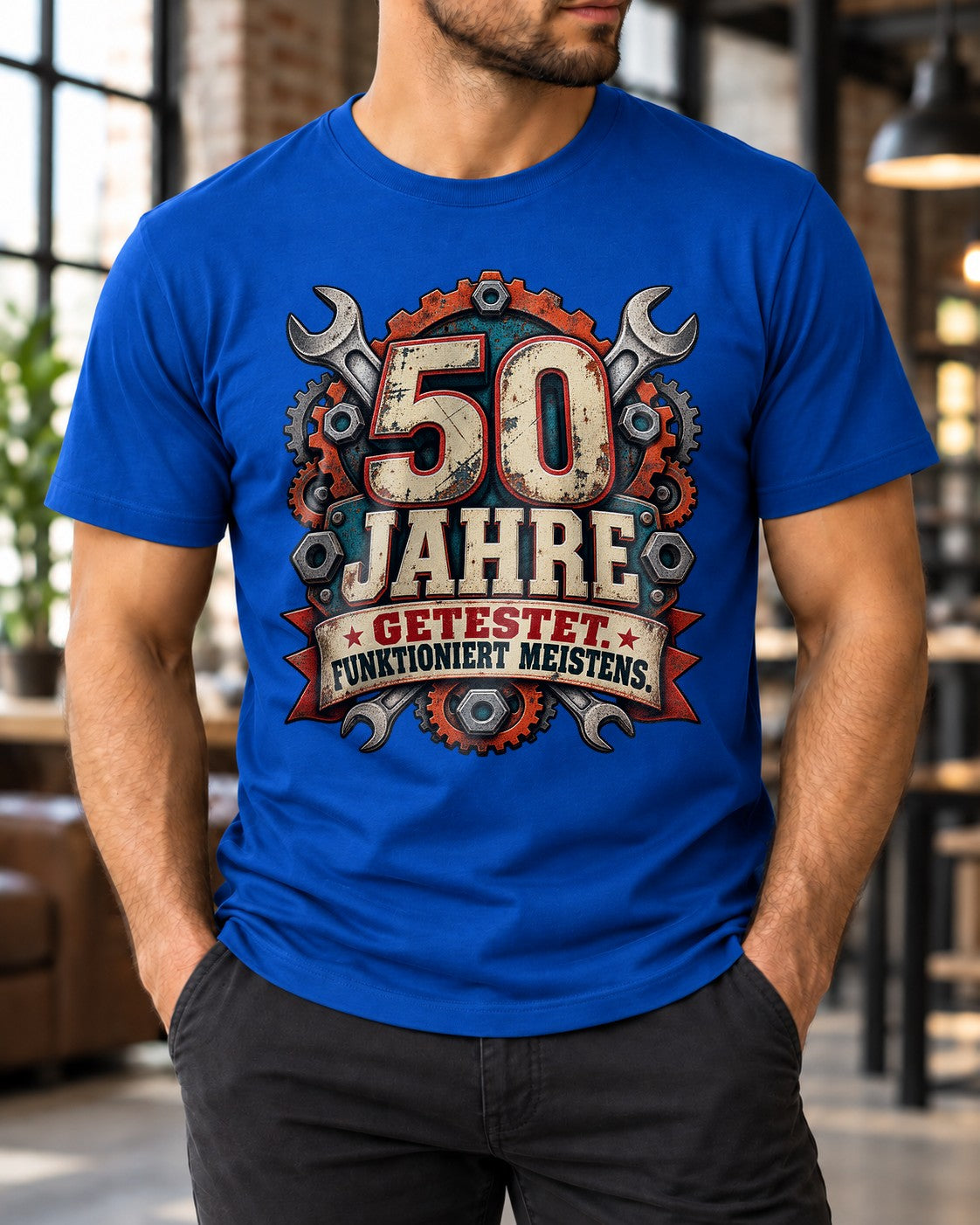 50 Jahre getestet funktioniert meistens T-Shirt, lustiges 50 Geburtstag Shirt, Schrauber Werkstatt Geschenk Mann