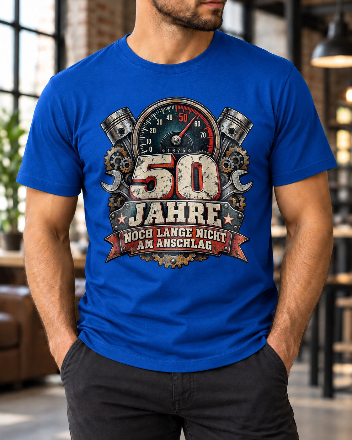 50 Jahre Noch Lange Nicht Am Anschlag T-Shirt, Lustiges 50. Geburtstag Männer Geschenk, Schrauber Auto Mechaniker Shirt