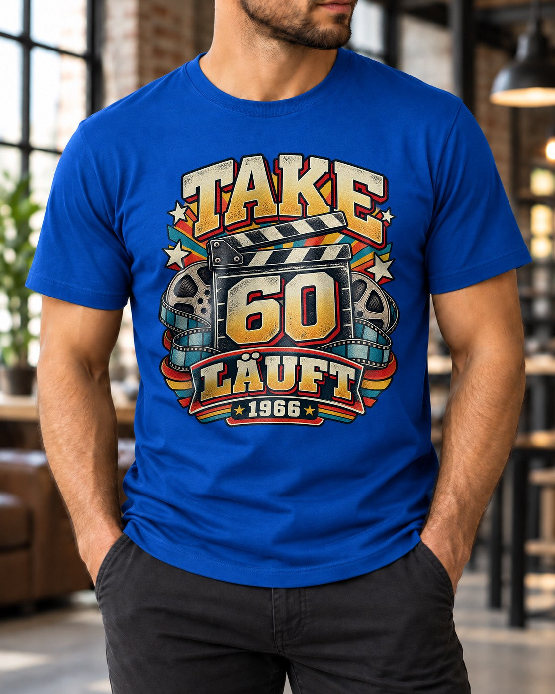 Camiseta Take 60 rodó en 1966 para hombre, camiseta de 60.º cumpleaños, camiseta de cumpleaños retro con claqueta de cine, regalo para nacidos en 1966