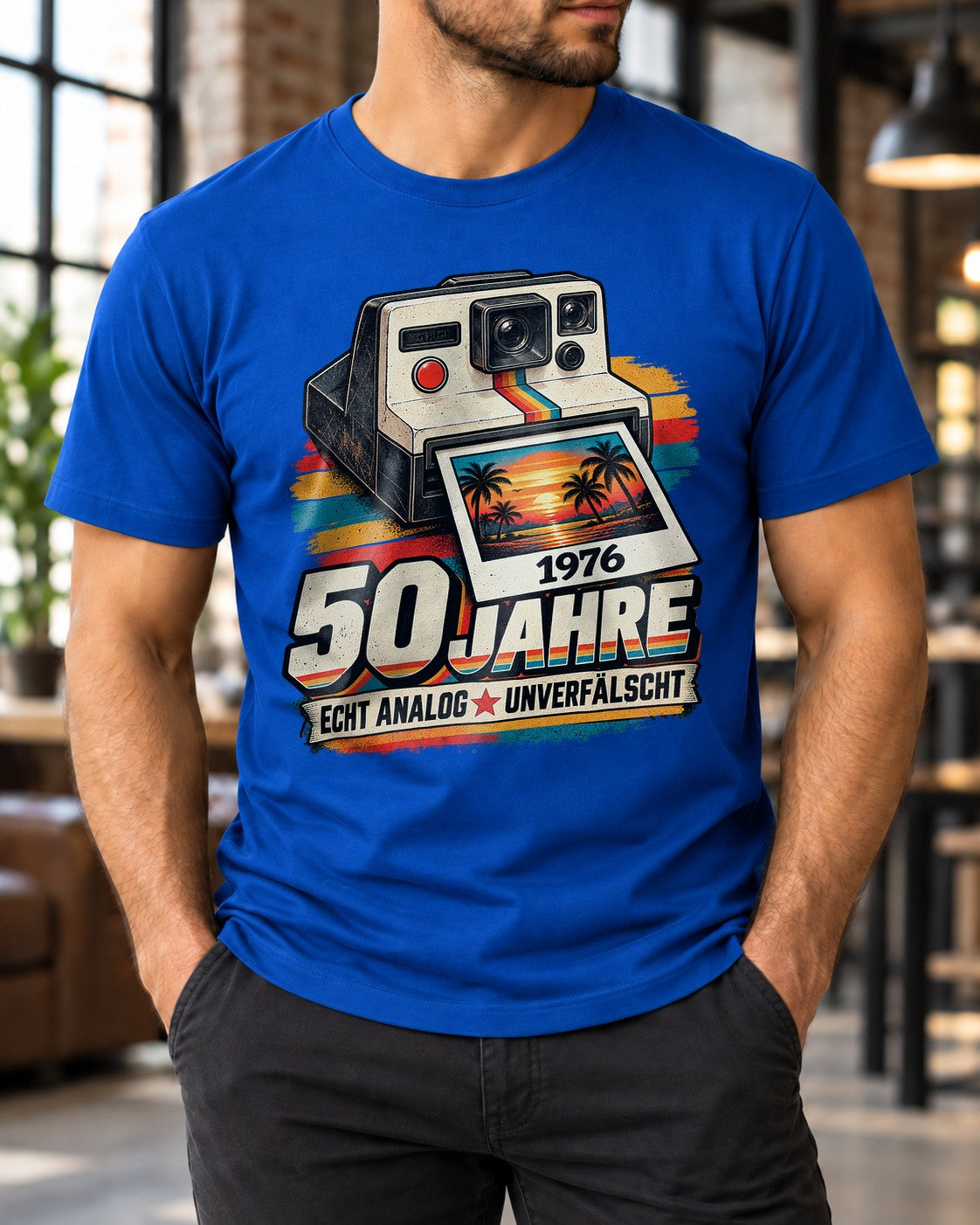 50 Jahre Echt Analog Unverfälscht T-Shirt 1976 Vintage Geburtstag Retro Kamera Geschenk für Männer Damen
