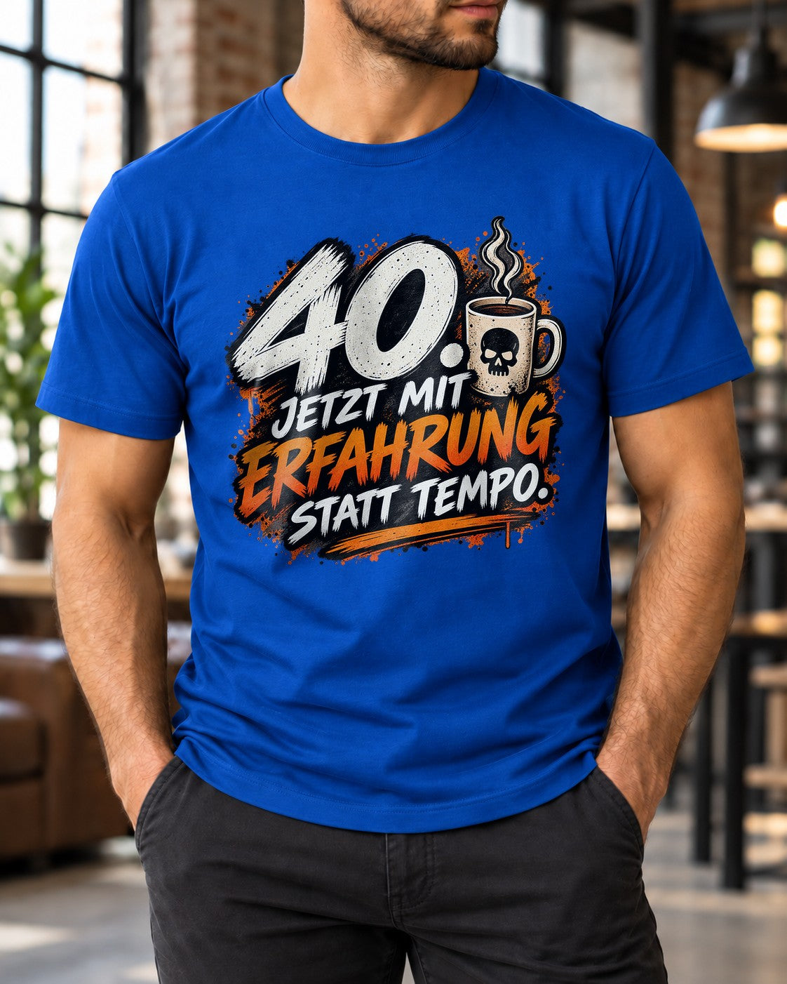 40. Jetzt mit Erfahrung statt Tempo T-Shirt Herren, lustiges 40 Geburtstag Shirt, Geschenk zum Vierzigsten