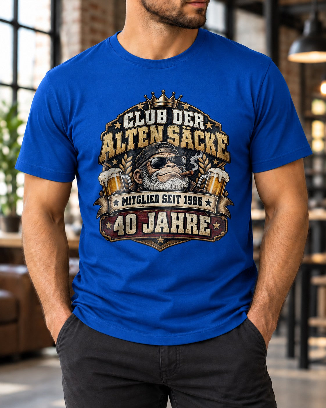 40. Geburtstag T-Shirt Herren Club der alten Säcke 1986 lustig Bier Affe Geschenk für Männer Geburtstag