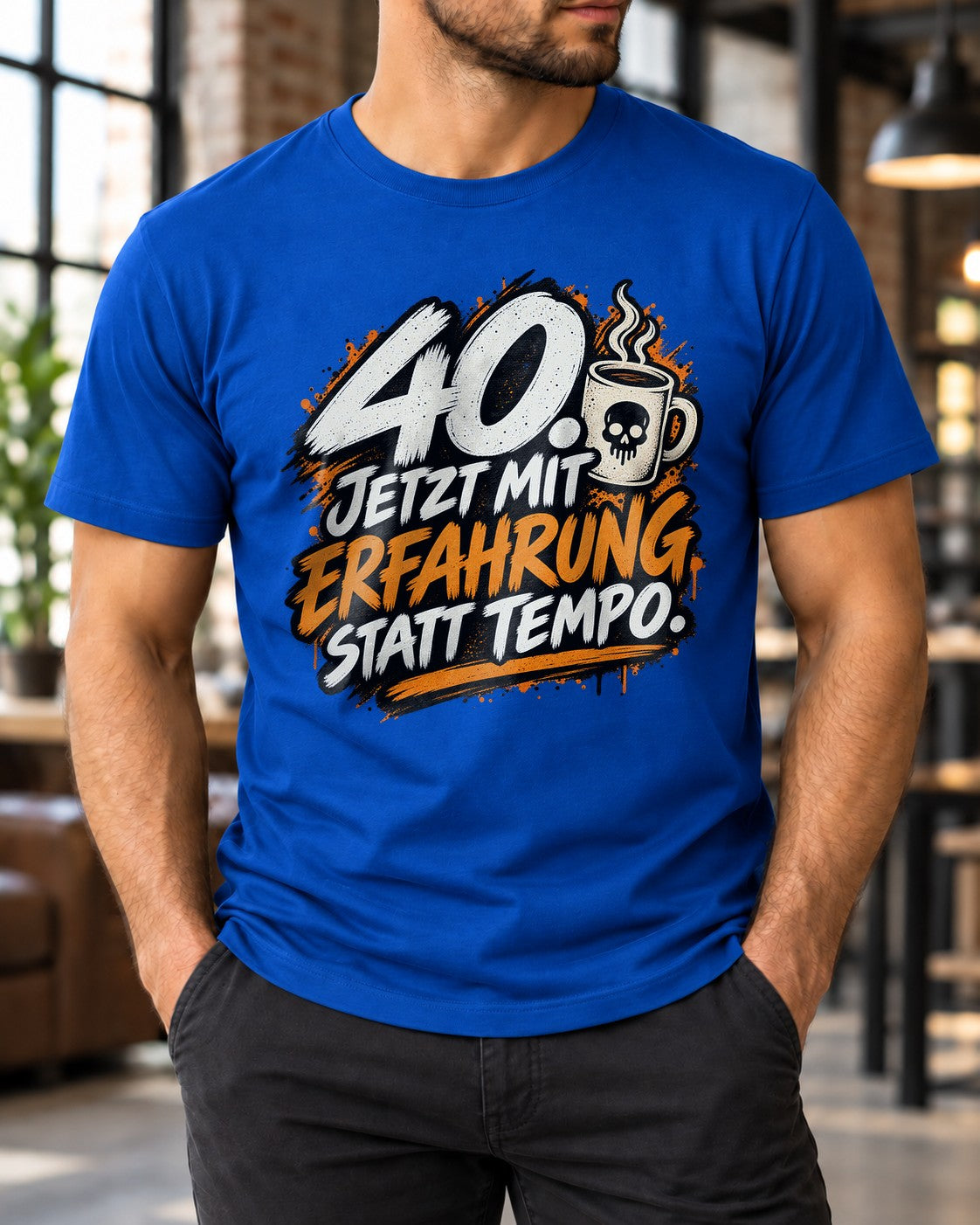 40. Geburtstag T-Shirt Herren lustig, 40 Jetzt mit Erfahrung statt Tempo, Geschenk zum Vierzigsten Mann