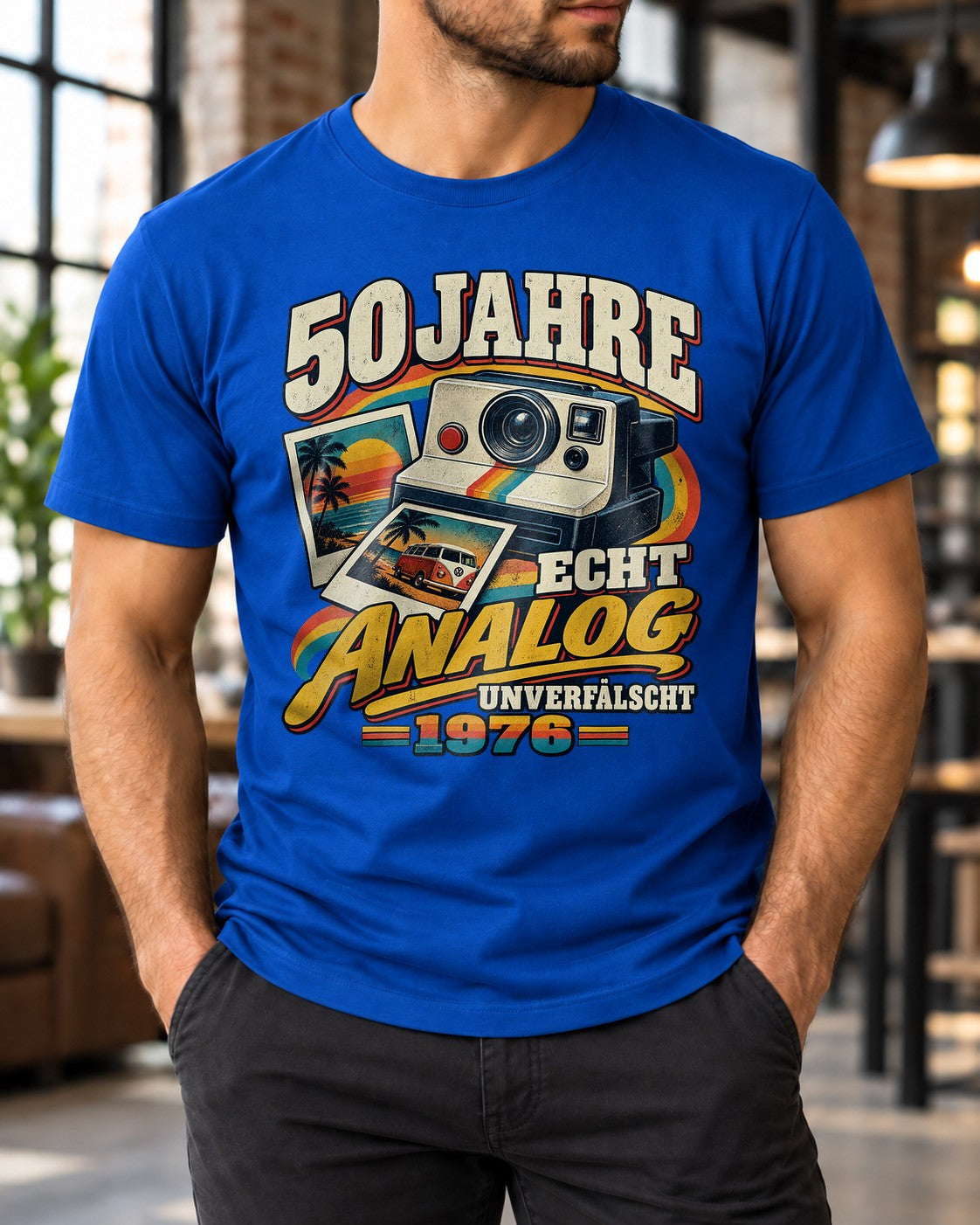 50 Jahre Echt Analog 1976 T-Shirt Herren Vintage Geburtstag Retro Kamera Polaroid Geschenk zum 50. Geburtstag