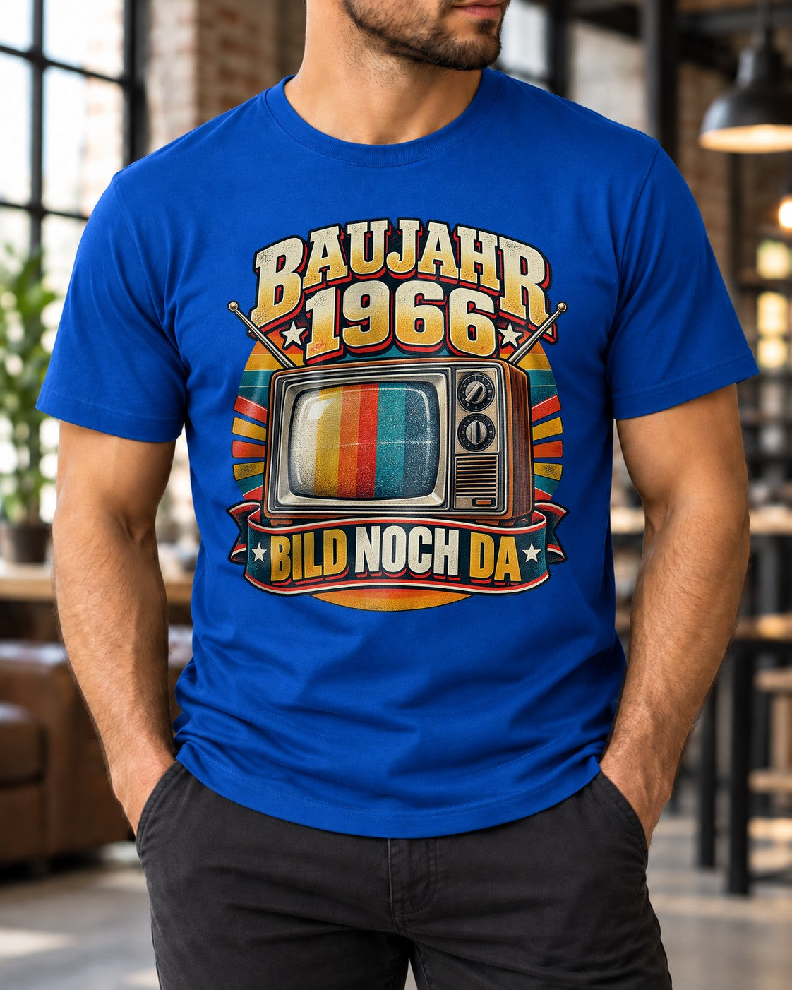 Año de construcción 1966 imagen aún disponible camiseta retro para hombre televisor vintage cumpleaños 59 regalo para hombres camiseta divertida de culto