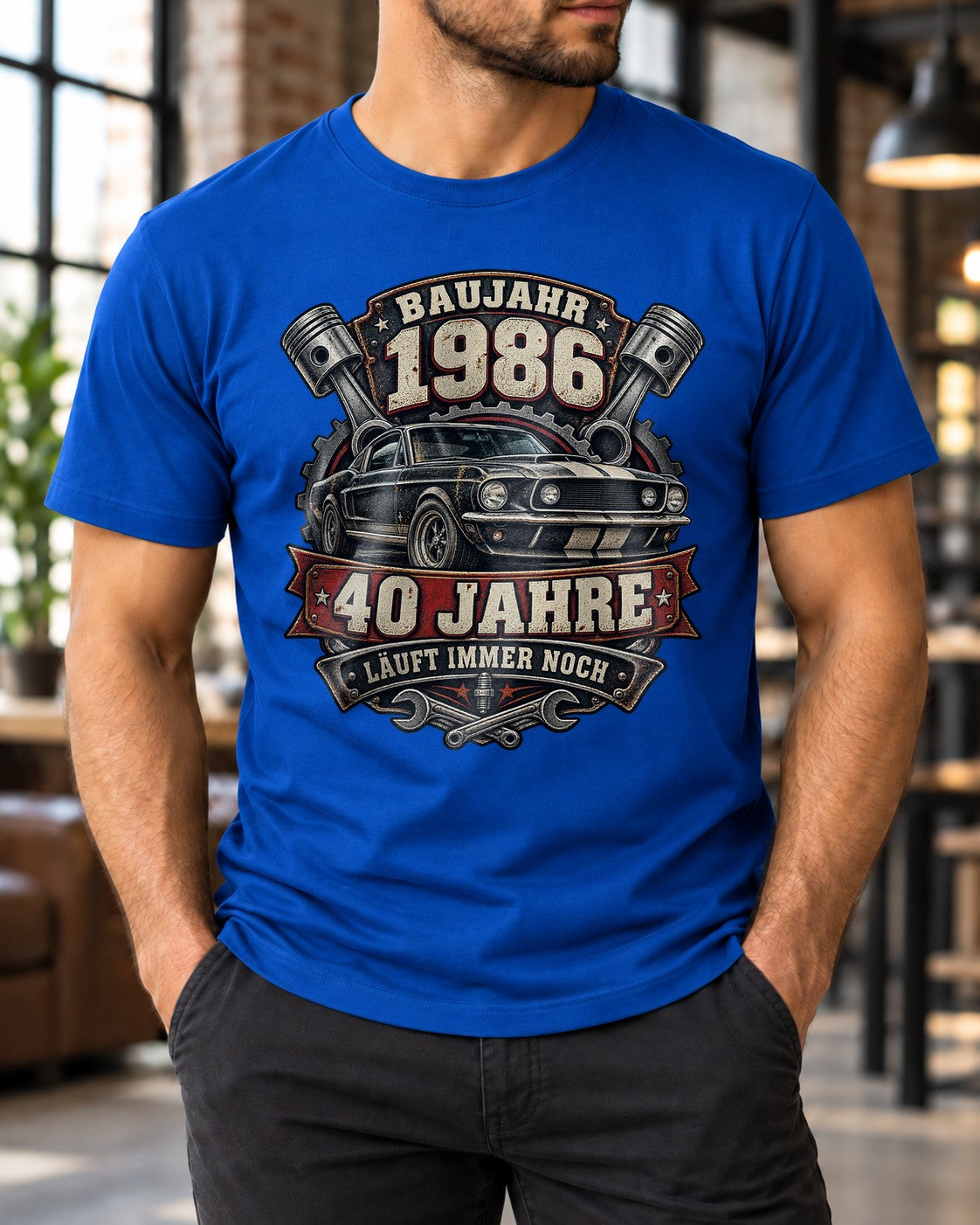 Baujahr 1986 40 Jahre läuft immer noch T-Shirt Herren, Geburtstag 40, Auto Schrauber Vintage Geschenk