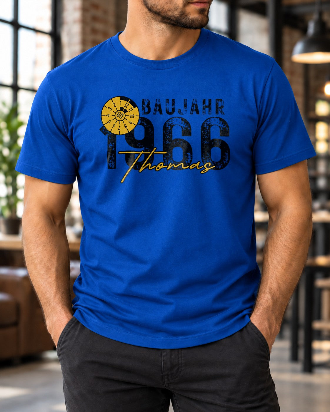 60. Geburtstag T-Shirt personalisiert mit Name Alter und Wunschjahr - Baujahr 1966 Shirt fuer Papa Opa Mama Oma