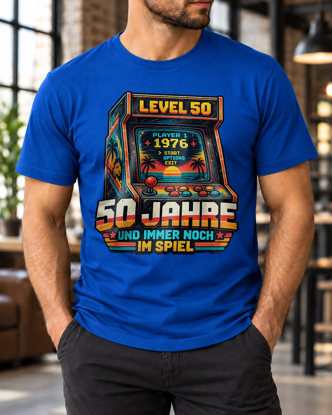 50 Jahre und immer noch im Spiel T-Shirt, Level 50 Geburtstag Shirt Herren, Gamer Geschenk 1976 Retro Arcade
