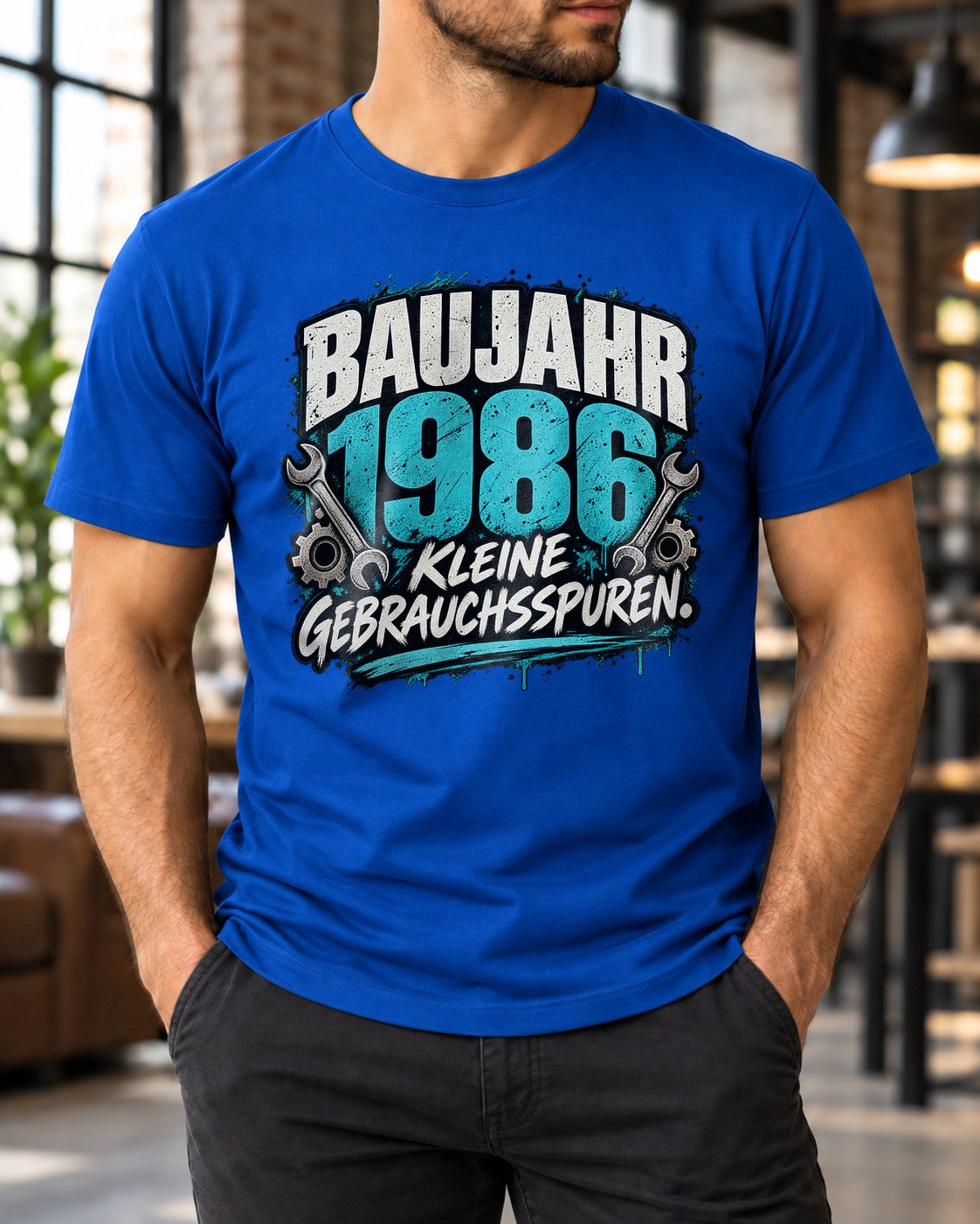 Año de fabricación 1986 Camiseta divertida para hombre, Camiseta con pequeñas marcas de uso, Regalo de 39.º cumpleaños para hombre, Camiseta vintage de mecánico