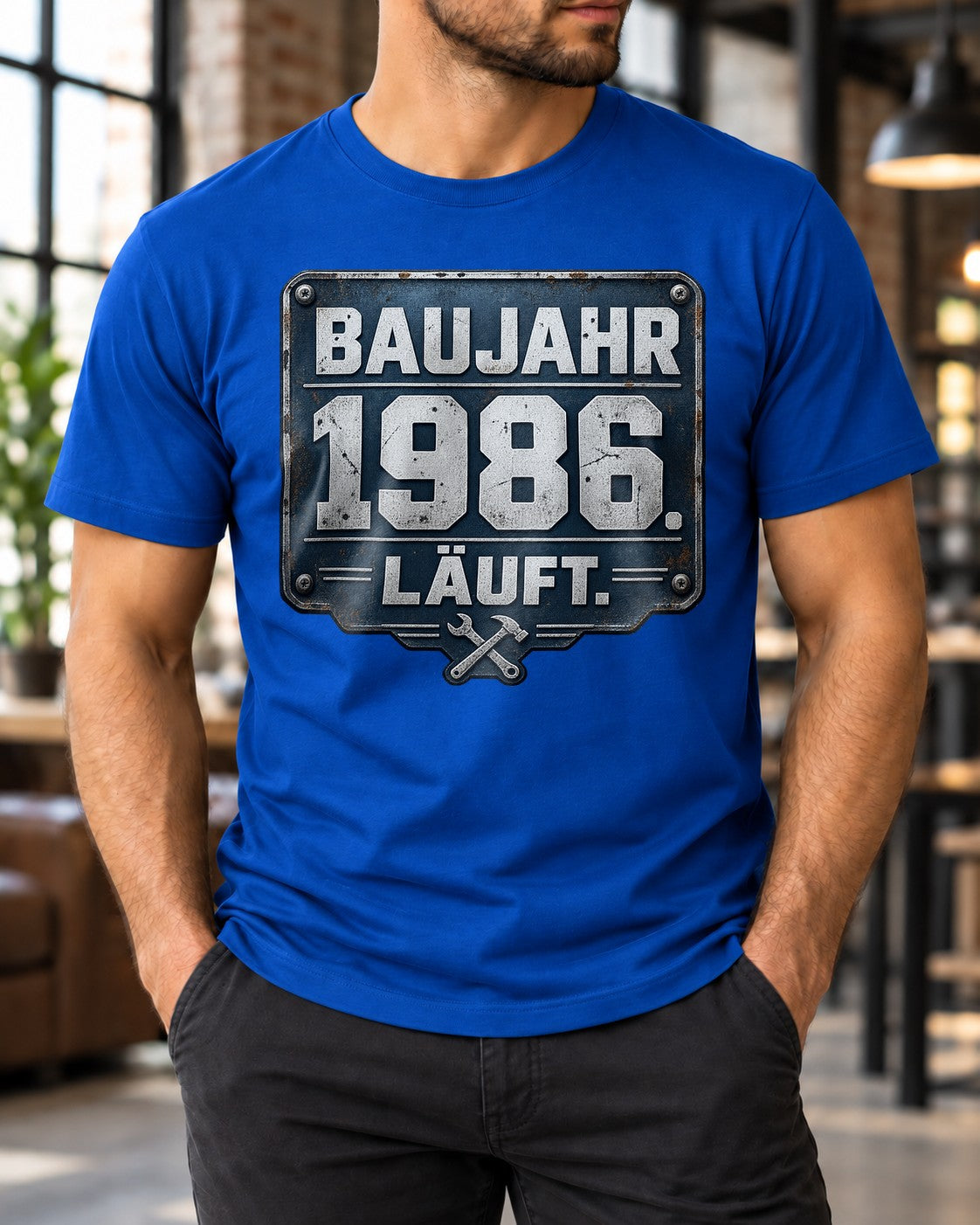 Baujahr 1986 Läuft T-Shirt Herren lustig Vintage Geburtstag Geschenk 39 Jahre Retro Mechaniker Shirt schwarz