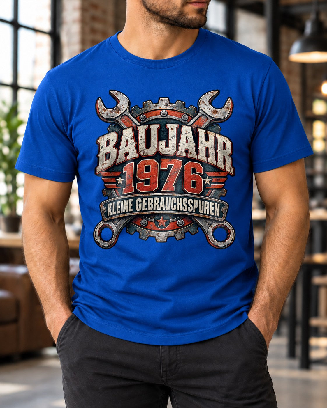 Baujahr 1976 T-Shirt Herren, Kleine Gebrauchsspuren, Schrauber Geschenk, Vintage Mechaniker Shirt, Geburtstag 49