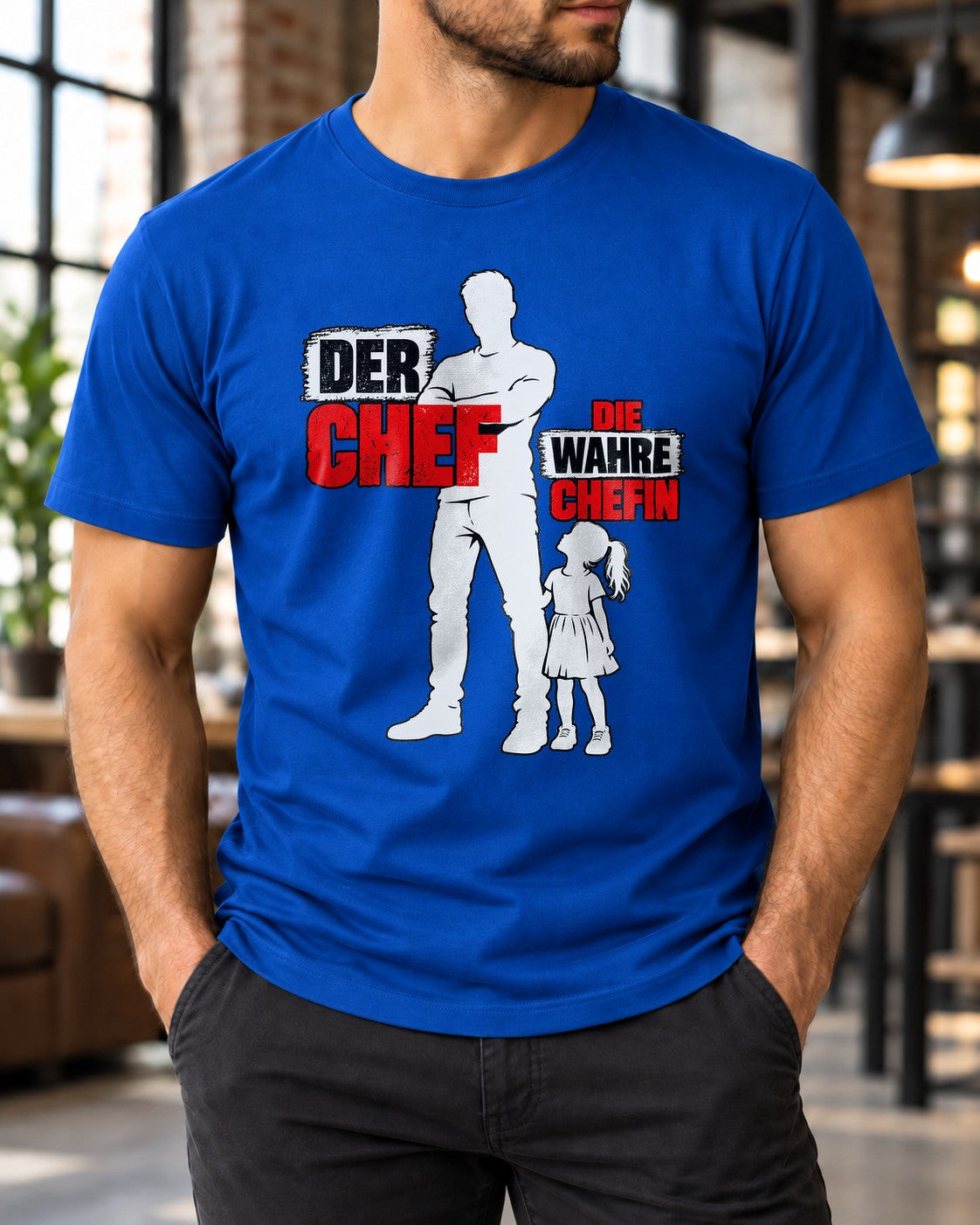 Camiseta "El jefe", "La verdadera jefa", divertida, para papá e hija, regalo del Día del Padre, frase familiar para hombre