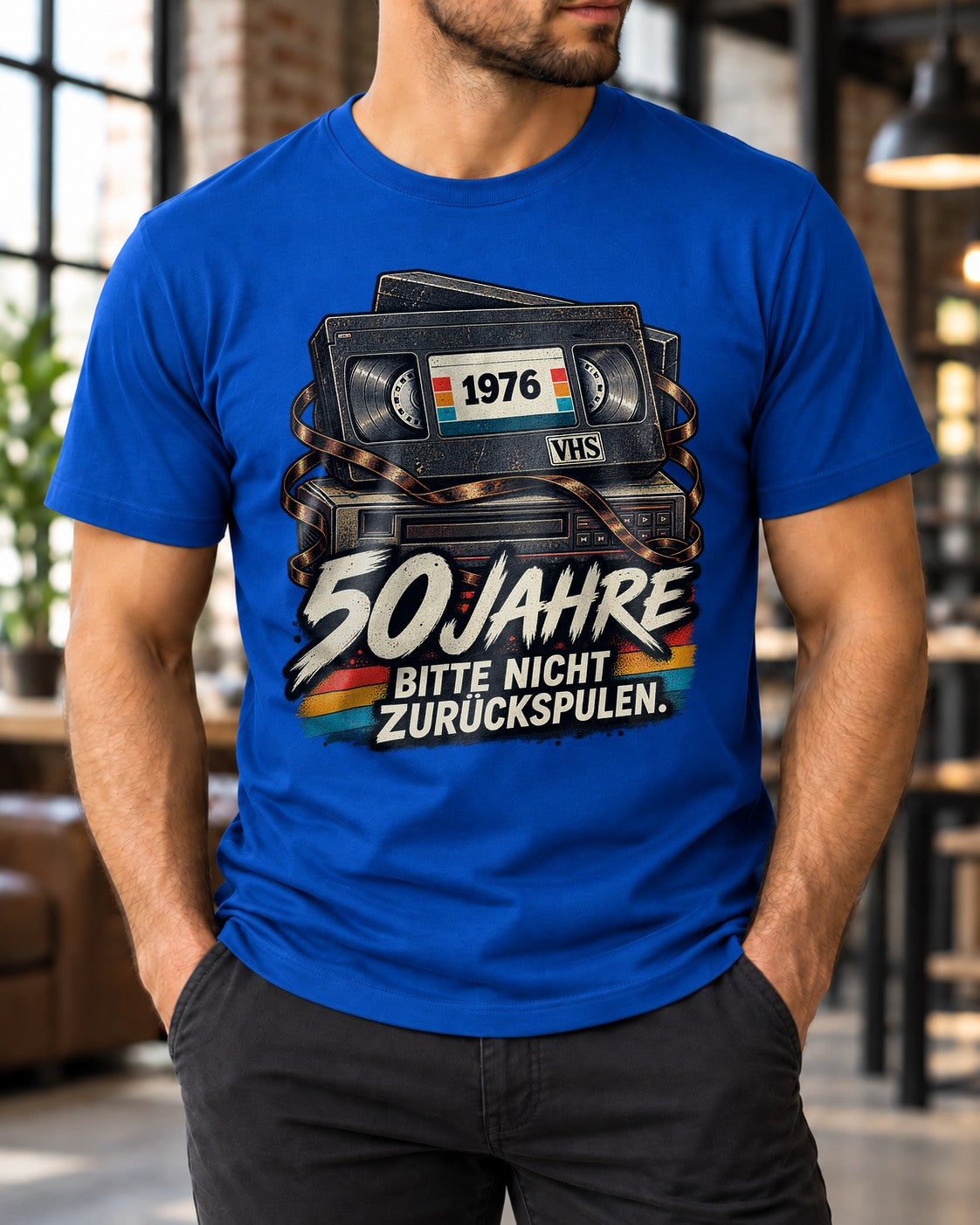 50 Jahre Bitte Nicht Zurückspulen T-Shirt 1976 VHS Retro Geburtstag Geschenk Herren Damen Vintage