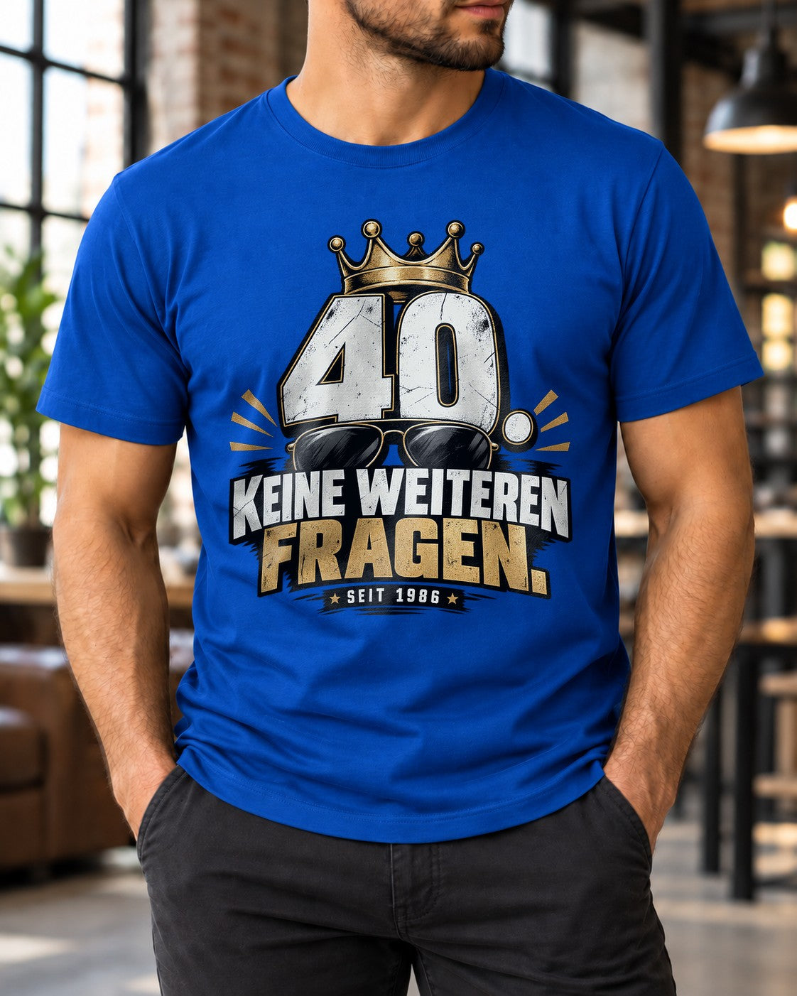 40 Keine Weiteren Fragen T-Shirt Herren, Jahrgang 1986 Geburtstag Shirt, lustiges 40. Geburtstagsgeschenk