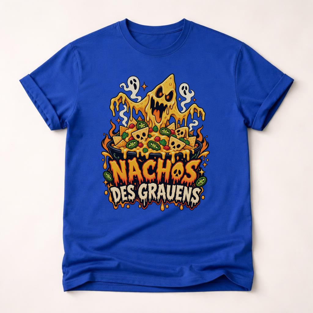 Nachos des Grauens T-Shirt lustig Halloween Horror Snack Shirt Unisex Grusel Foodie Geschenk schwarzes Tee