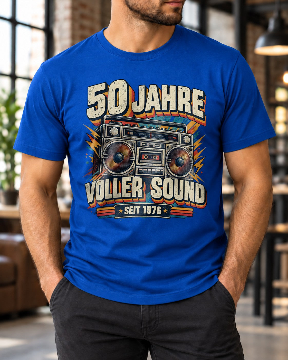 50 Jahre voller Sound T-Shirt 1976 Vintage Boombox Geburtstag Shirt Retro Geschenk zum 50. Geburtstag Herren