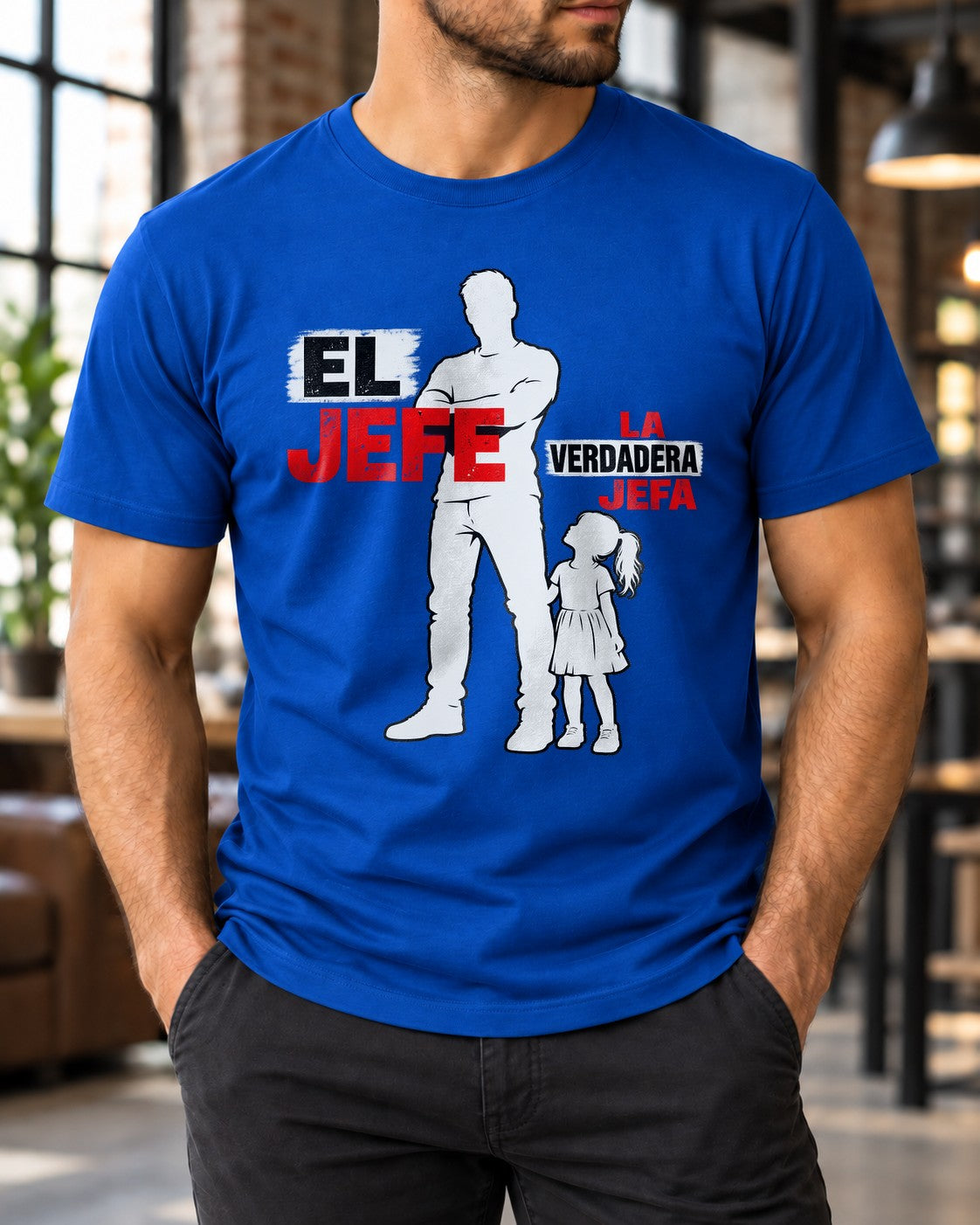 Camiseta "El Jefe La Verdadera Jefa", camiseta divertida de papá e hija, regalo del Día del Padre para papá, camiseta familiar española para hombre