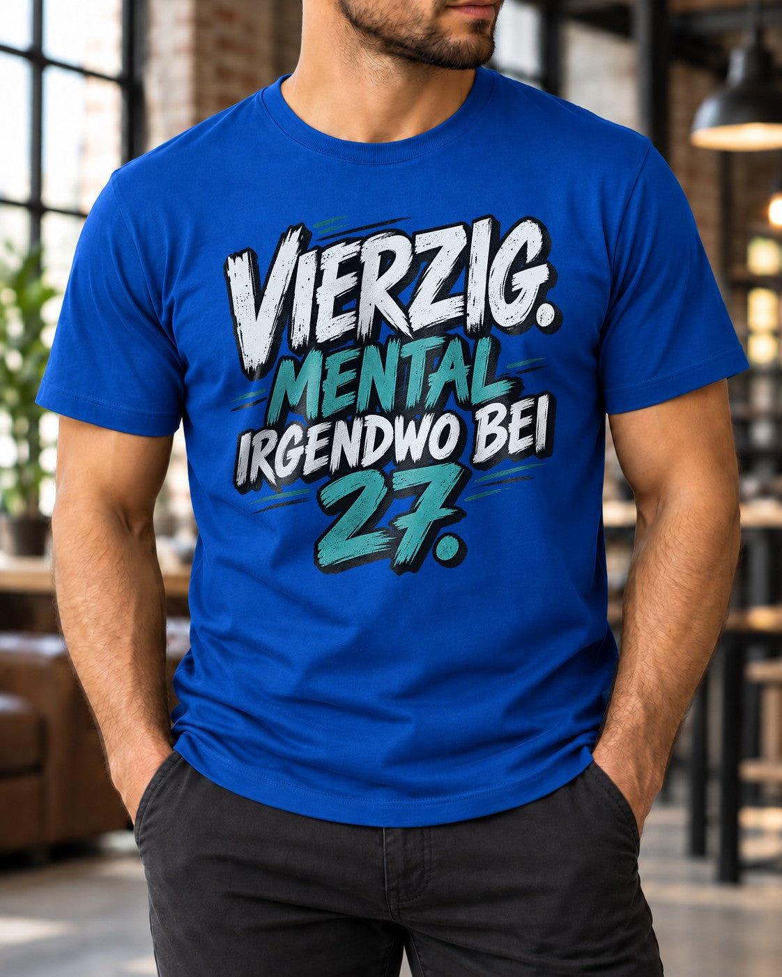 Cuarenta Mentalmente En Algún Lado A Los 27 Camiseta divertida para hombre y mujer, regalo de 40.º cumpleaños, camiseta con frase divertida