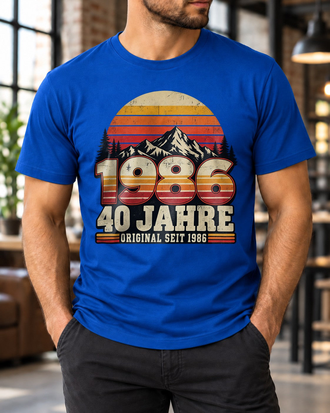 1986 40 Jahre Original Seit 1986 T-Shirt Herren Vintage Geburtstag Geschenk 40er Jubiläum Retro Bergmotiv