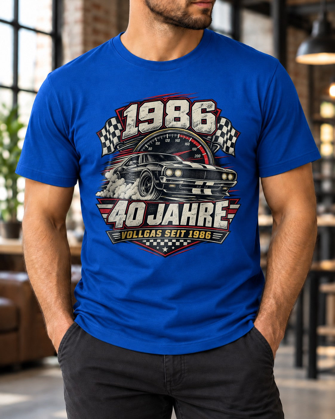 1986 40 Jahre Vollgas seit 1986 T-Shirt Herren, Auto Geburtstag 40, Geschenk zum 40. Geburtstag Motorsport Shirt