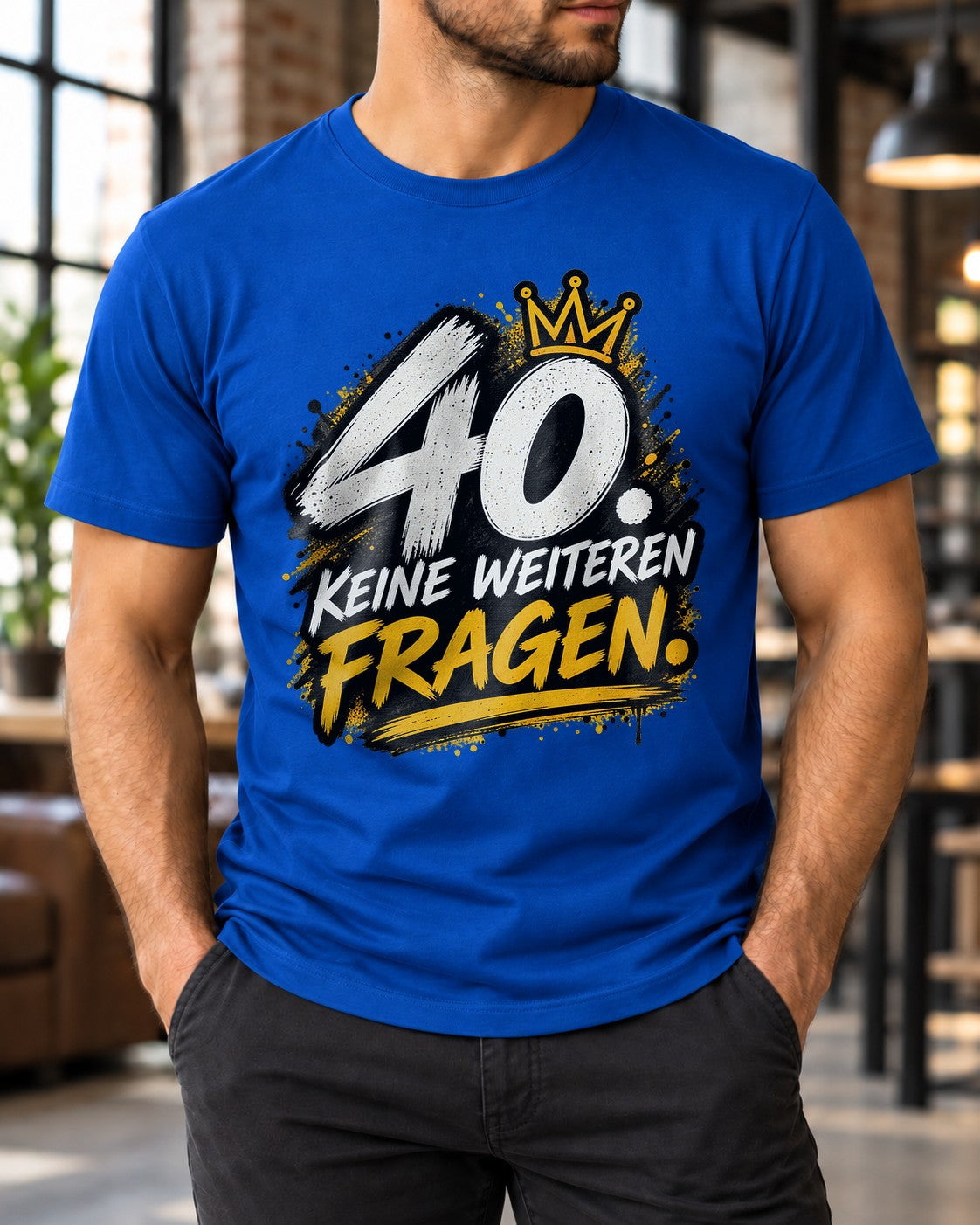40. Sin más preguntas Camiseta de hombre, Camiseta divertida de 40 cumpleaños, Regalo para el cuadragésimo, Camiseta con mensaje Negra