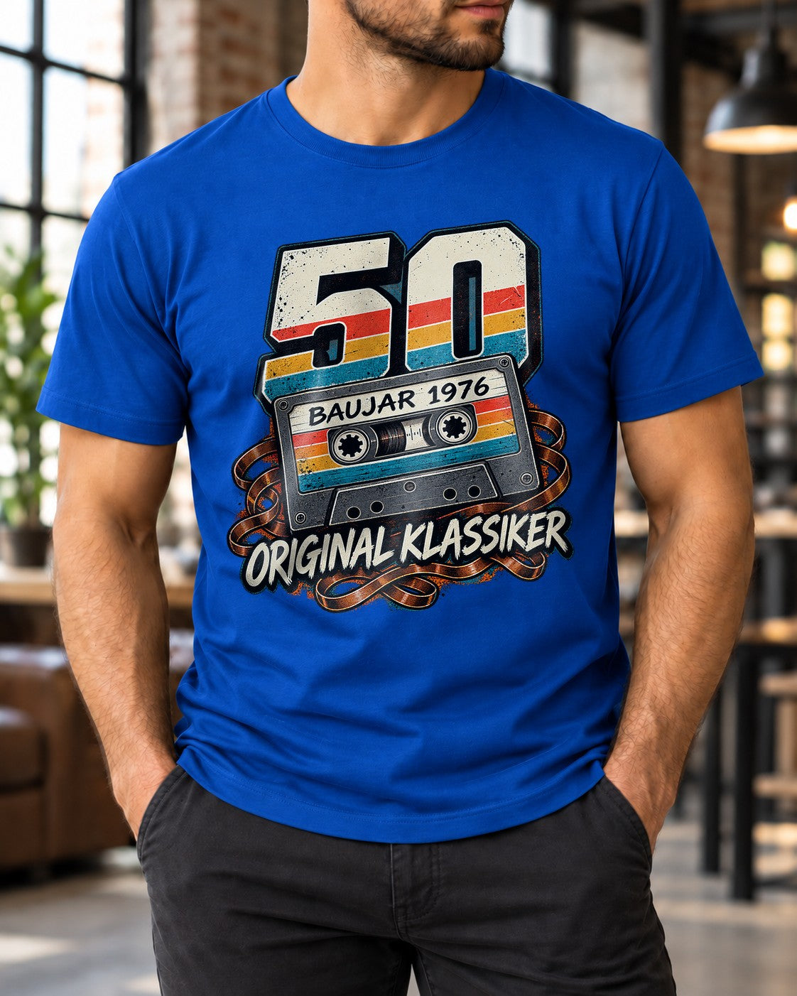 50 Baujahr 1976 Original Klassiker T-Shirt Herren Vintage Kassette Geburtstag Geschenk Retro 70er Shirt