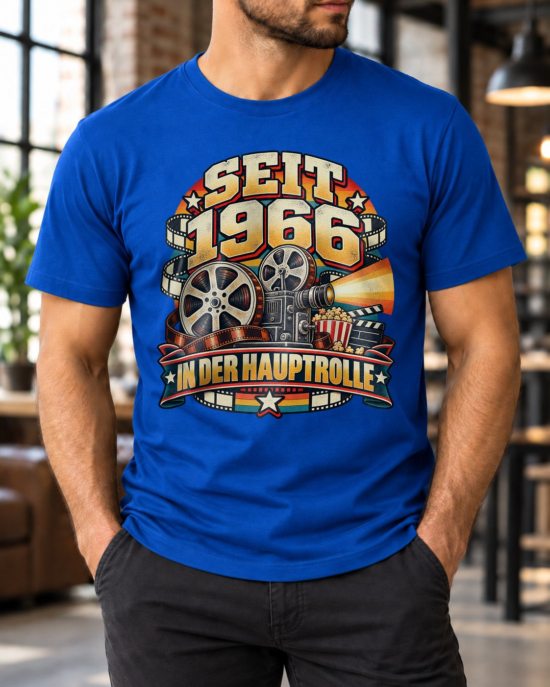SeiT 1966 in der Hauptrolle T-Shirt Herren, 59. Geburtstag Geschenk, Retro Kino Film Fan Shirt, Jahrgang 1966