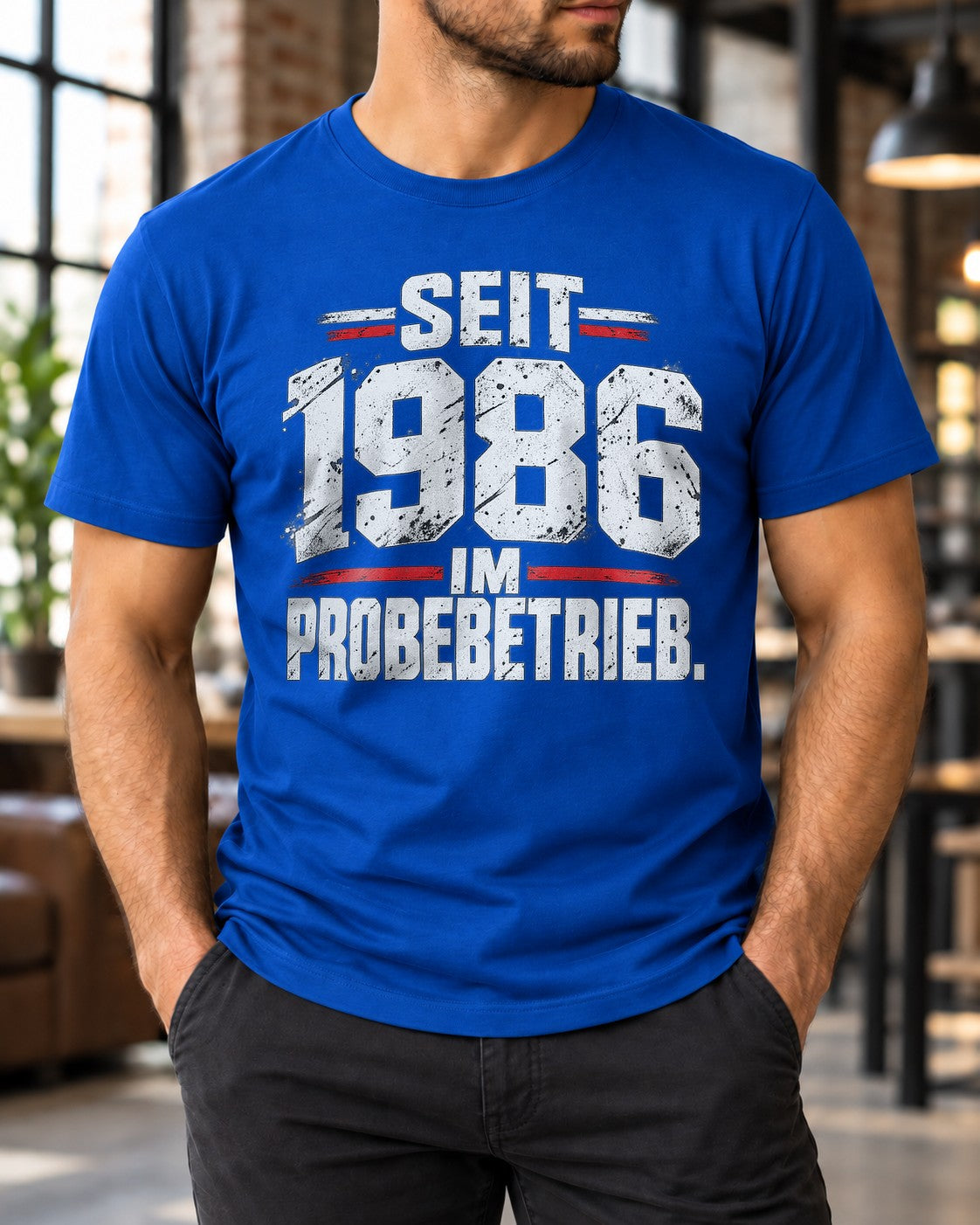 Seit 1986 im Probebetrieb T-Shirt Herren lustig, Jahrgang 1986 Geschenk Geburtstag Vintage Spruch Shirt