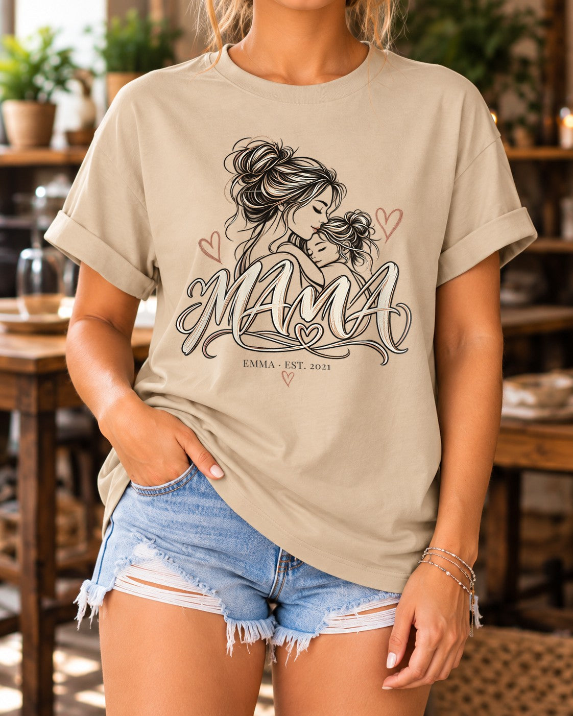 Personalisiertes Mama T-Shirt mit Name & Wunschjahr, Geschenk für Mama, Muttertags Shirt, Mama Shirt individuell