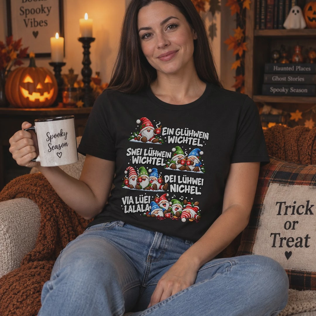 Glühwein Wichtel T-Shirt Damen lustig Weihnachten Shirt Weihnachtsmarkt Wichtel Funshirt Winter Geschenk Freundin