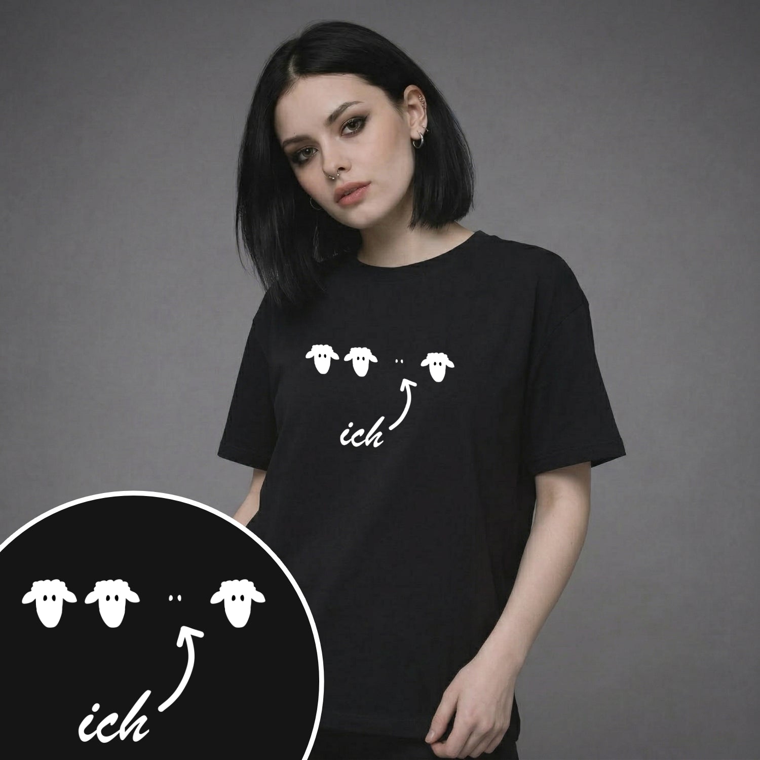 "Ich" – Das schwarze Schaf | Witziges & Minimalistisches Statement T-Shirt