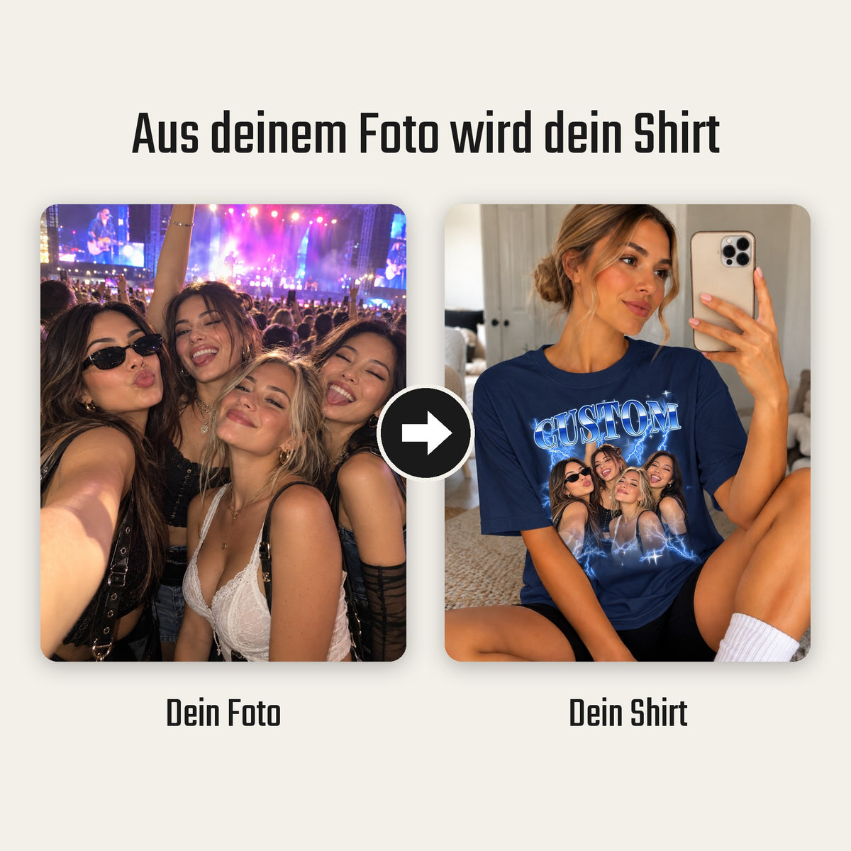 Camiseta personalizada para mujer con foto y nombre a elegir en estilo flash Y2K – Camiseta de amigas con imagen, regalo de cumpleaños