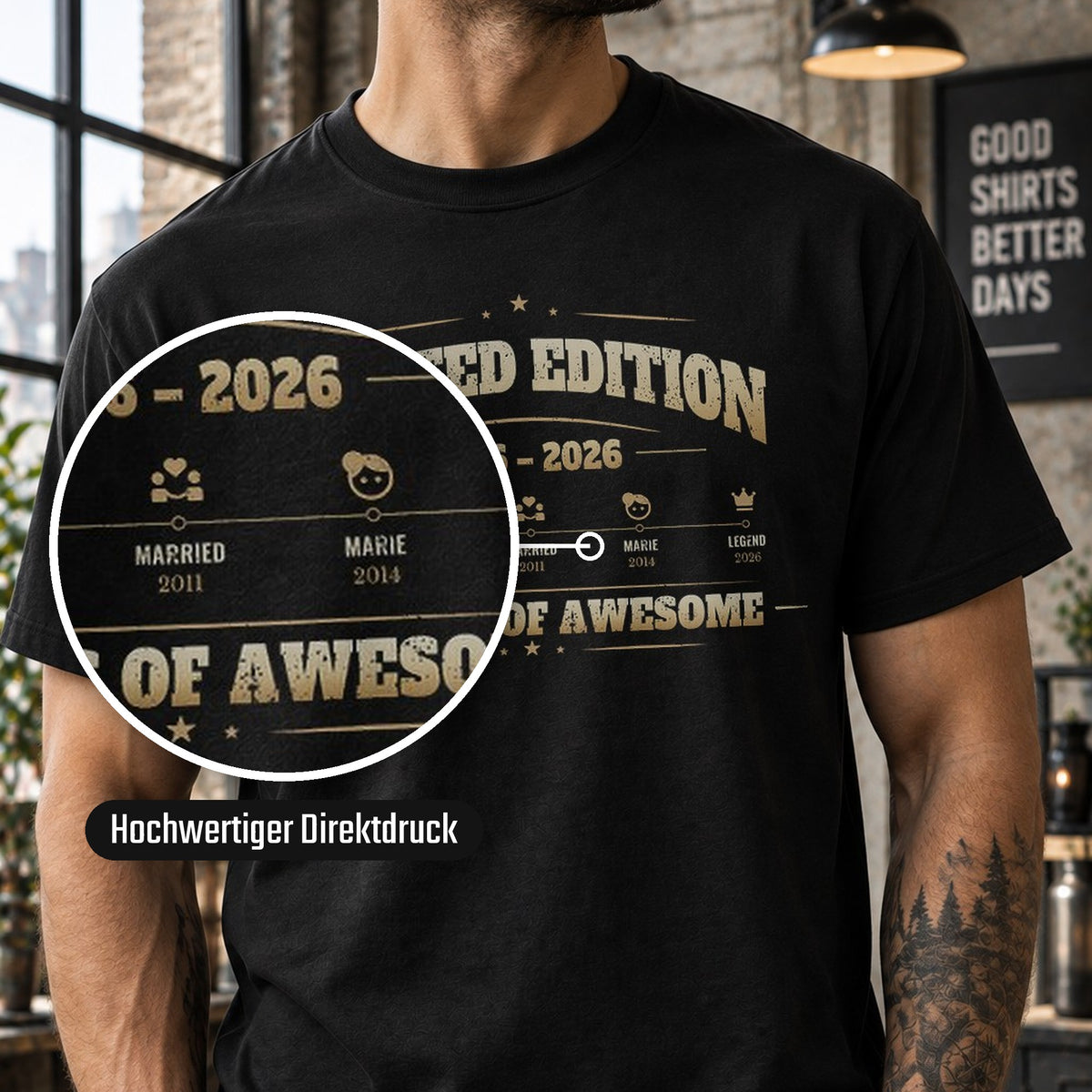 Camiseta de cumpleaños de edición limitada personalizada con nombre, año y edad en estilo vintage